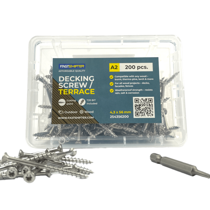 Fastshifter medsraigčiai terasai A2 4,3x56mm, A2, 200 vnt.