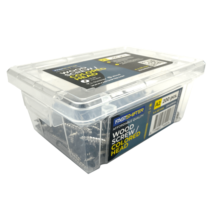 Fastshifter medsraigčiai tereasai 4×40 mm, A2, dažyta galva (RAL9004),